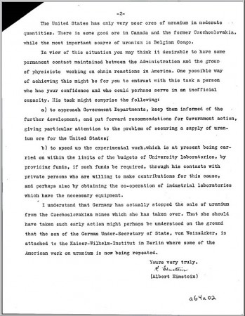 Suite de la lettre d' Einstein